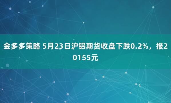 金多多策略 5月23日沪铝期货收盘下跌0.2%，报20155元
